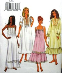 3869 LOOSE FIT A-LINE LONG TUCK NIGHTGOWN LENGTHS PATTERN LG-XL